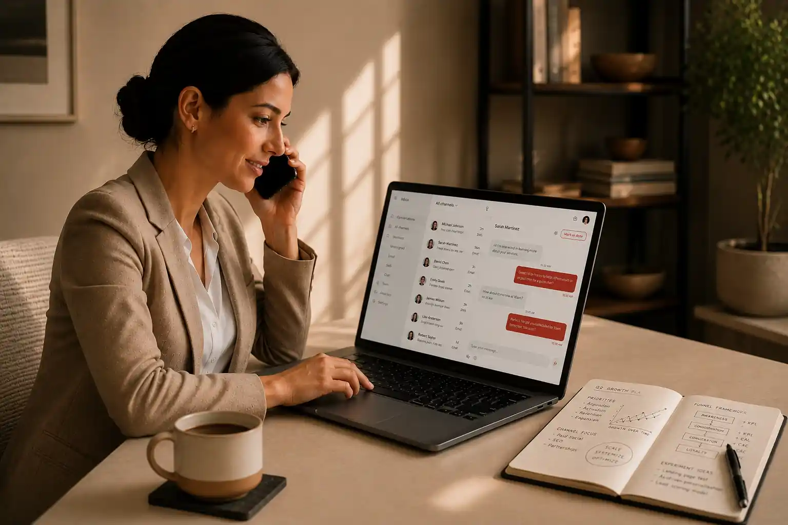 Unified sales communication across email SMS phone and chat