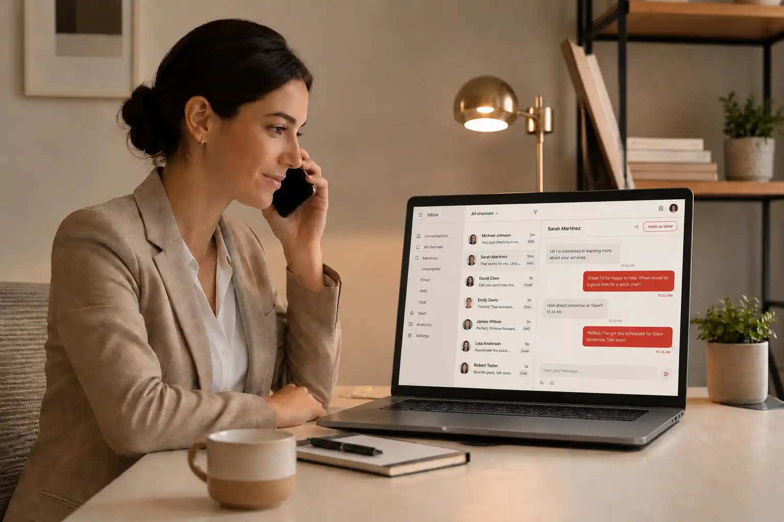 Unified sales communication across email SMS phone and chat